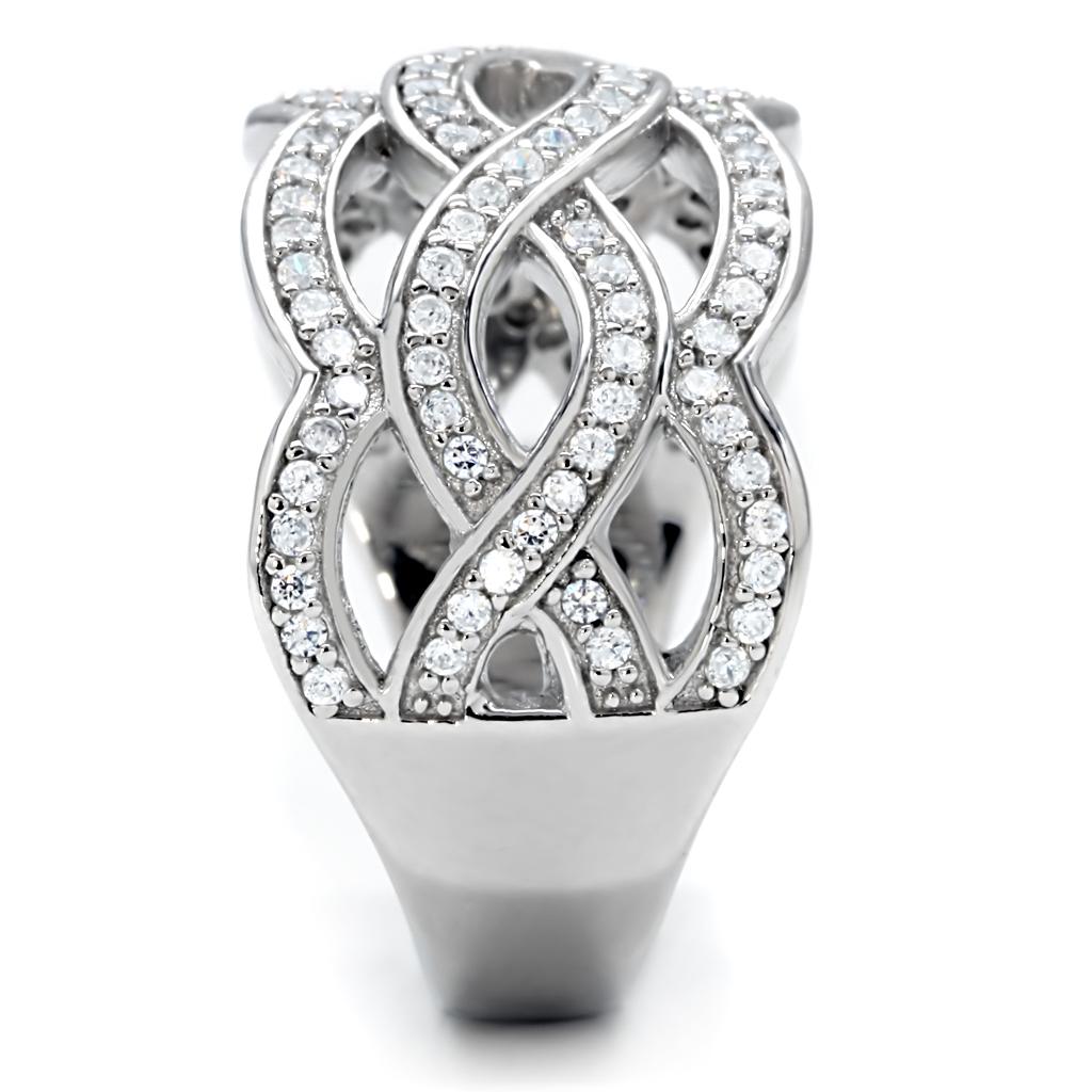 TS010 - Rhodium 925 Ring with AAA Grade CZ in Clear