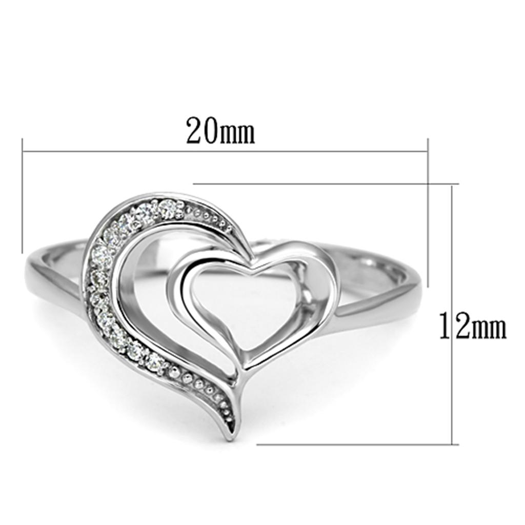 TS093 - Rhodium Ring with AAA Grade CZ in Clear