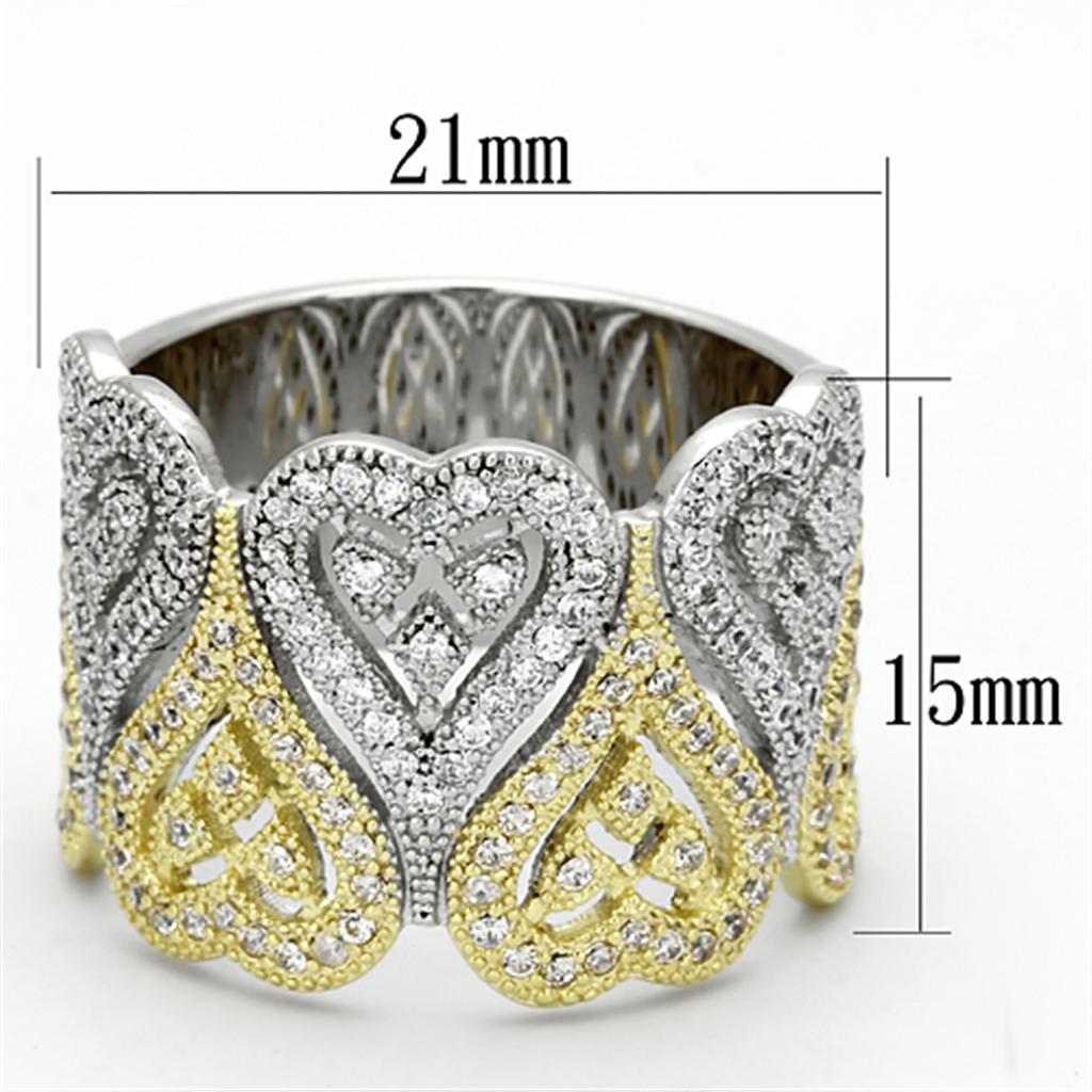 TS126 - Gold+Rhodium 925 Sterling Silver Ring