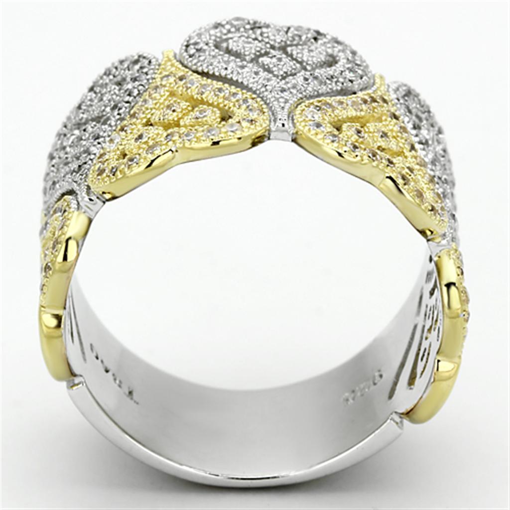 TS126 - Gold+Rhodium 925 Sterling Silver Ring