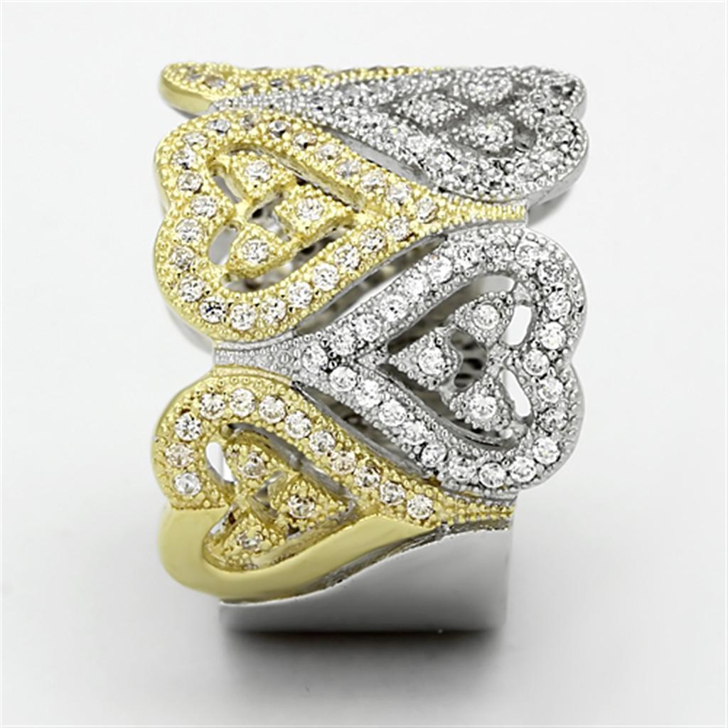 TS126 - Gold+Rhodium 925 Sterling Silver Ring