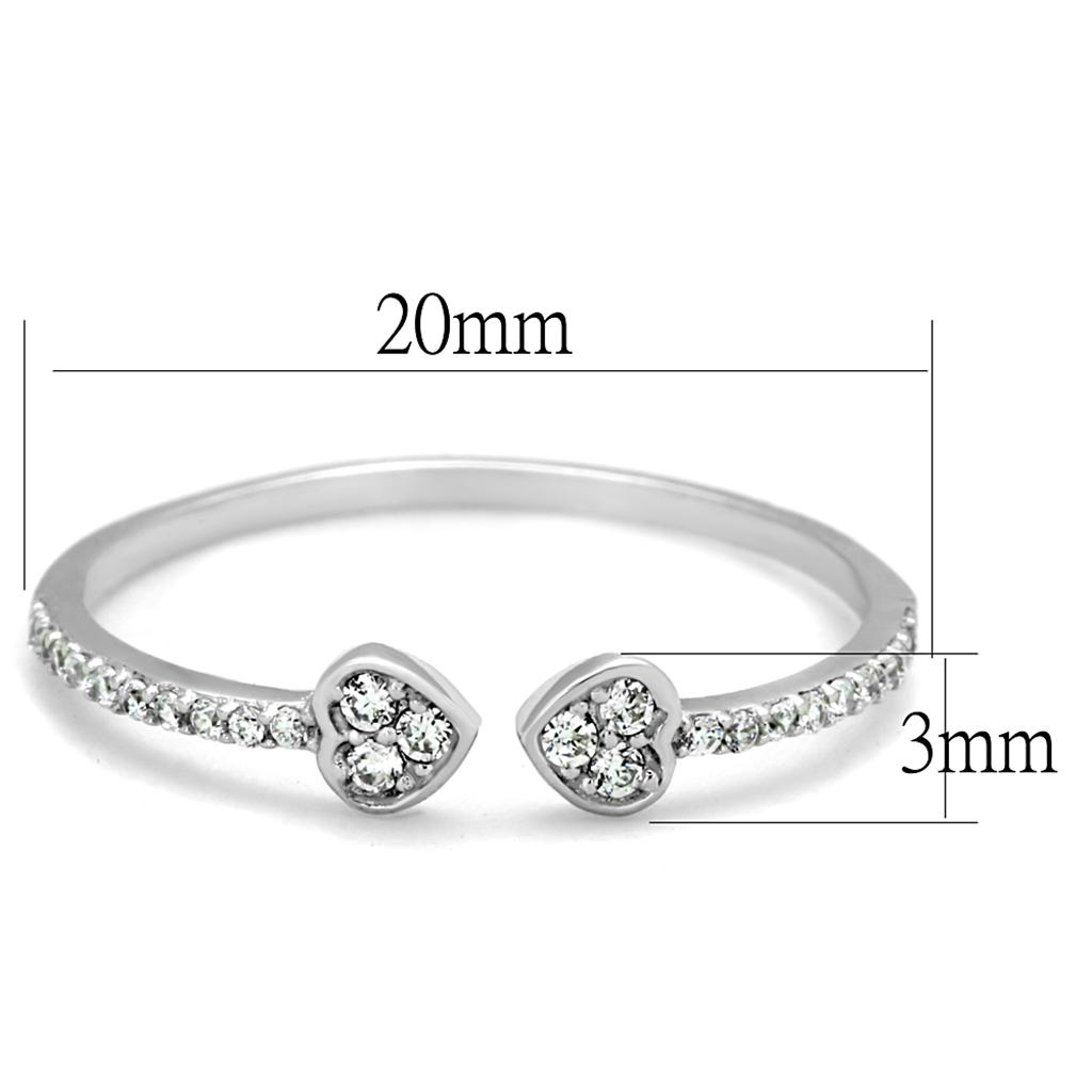 TS205 Sterling Silver Ring with AAA Grade CZ in Clear