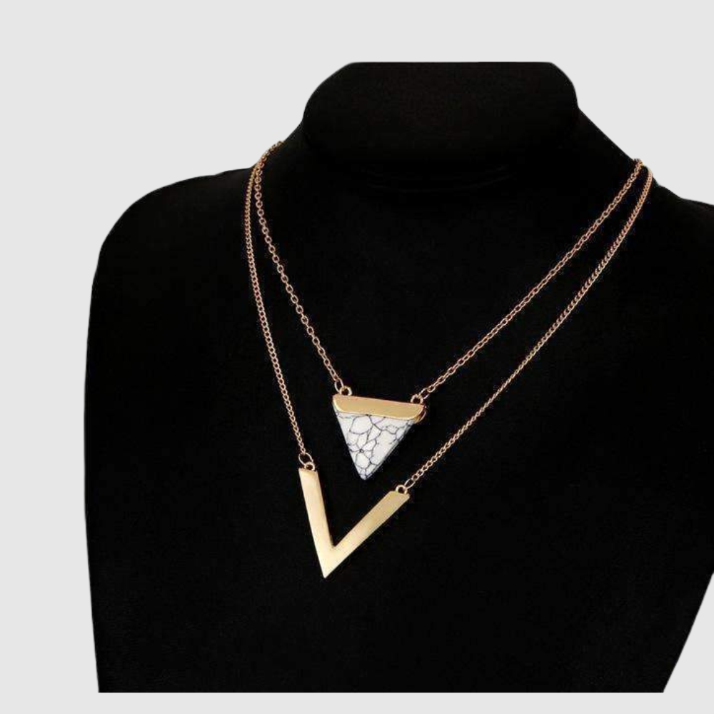 Marble Chevron Double Layer Necklace