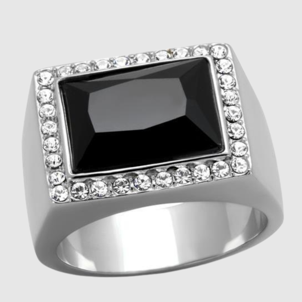 Men Stainless Steel Synthetic Onyx Rings 1810