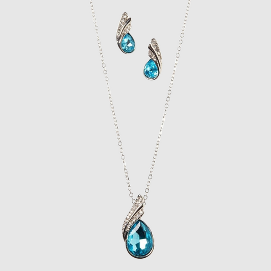 Sea Blue Crystal Necklace Set