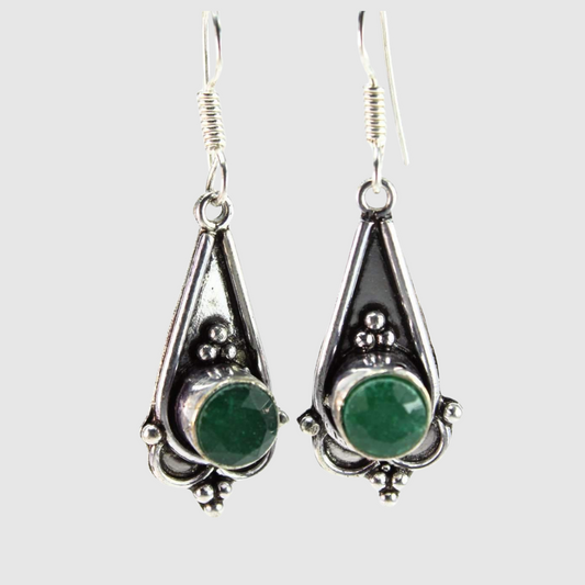 Sparkling Green Cabochon Earrings