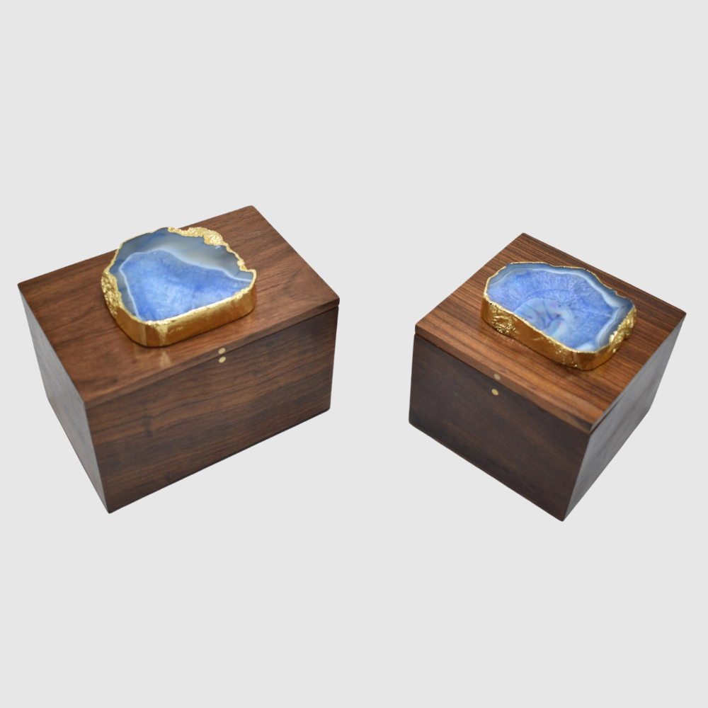 Square Wooden Box with Agate Top