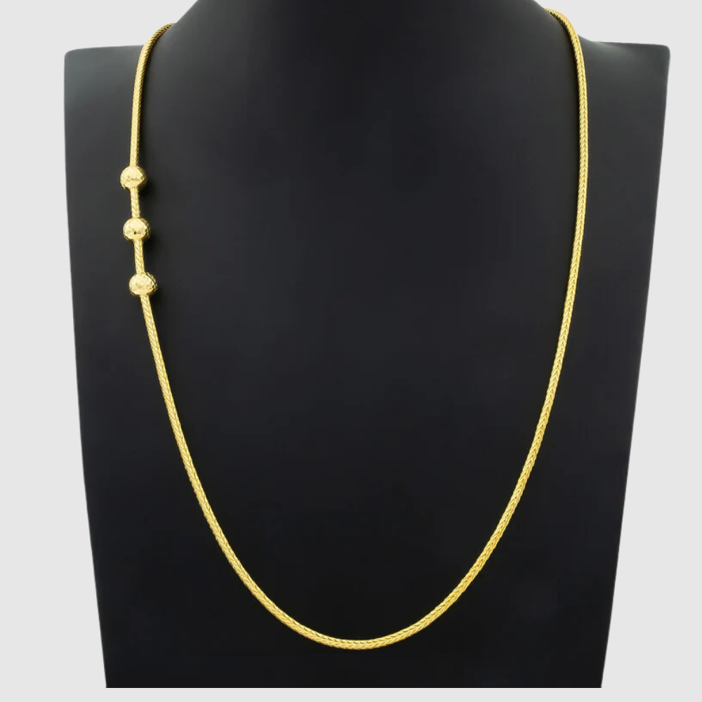 Gold chain three Plain Beads Design For Men & Women