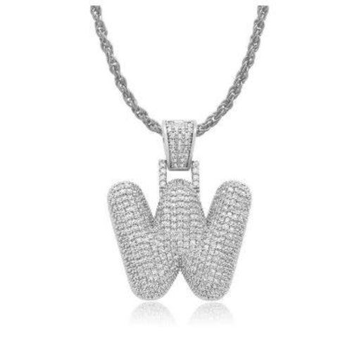 PIPE Rhodium Bubble Letter Necklace