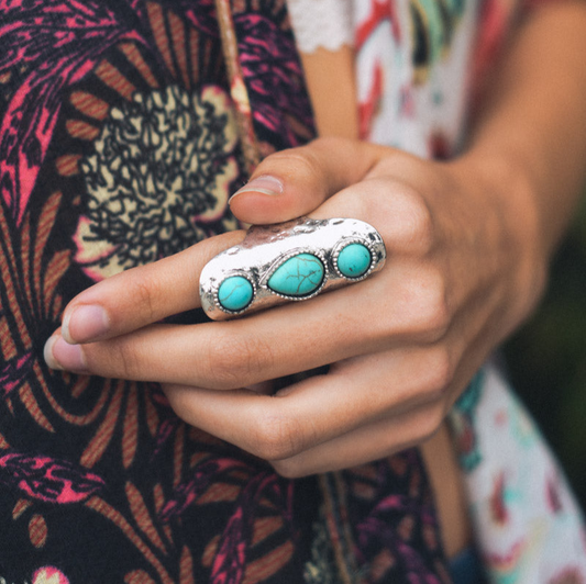 Waterfall Droplet Turquoise Stone Ring