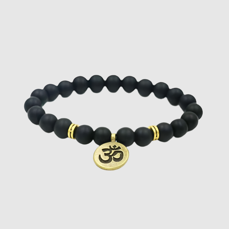 Yoga Bracelets Black Beaded with Spiritual Charms