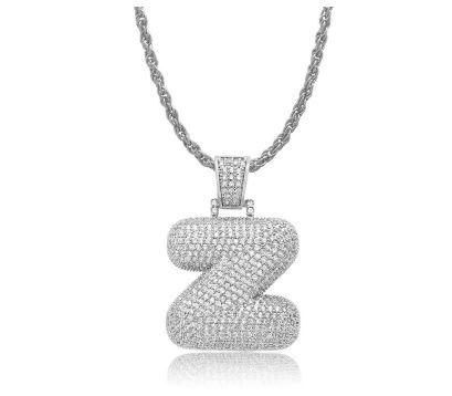 PIPE Rhodium Bubble Letter Necklace