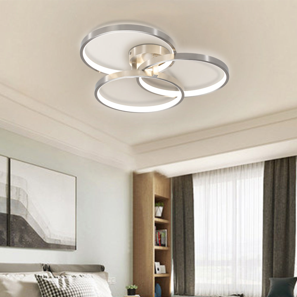 Three ring design, contemporary semi-flush mount with inner ring