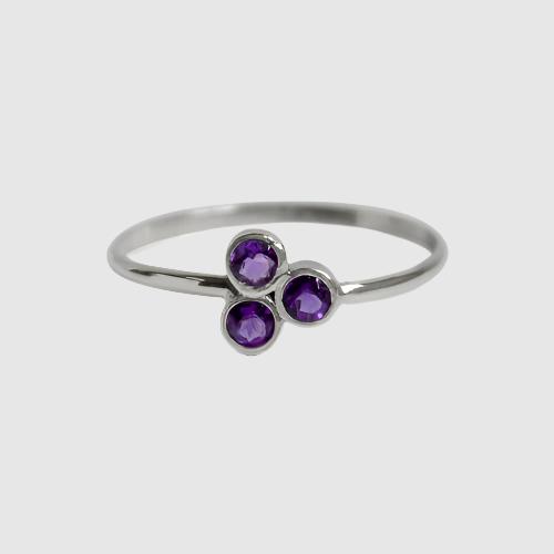 Amethyst Cluster Sterling Silver Ring