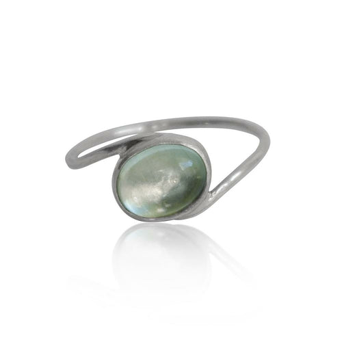 Aquamarine Oval Twist Sterling Silver Ring