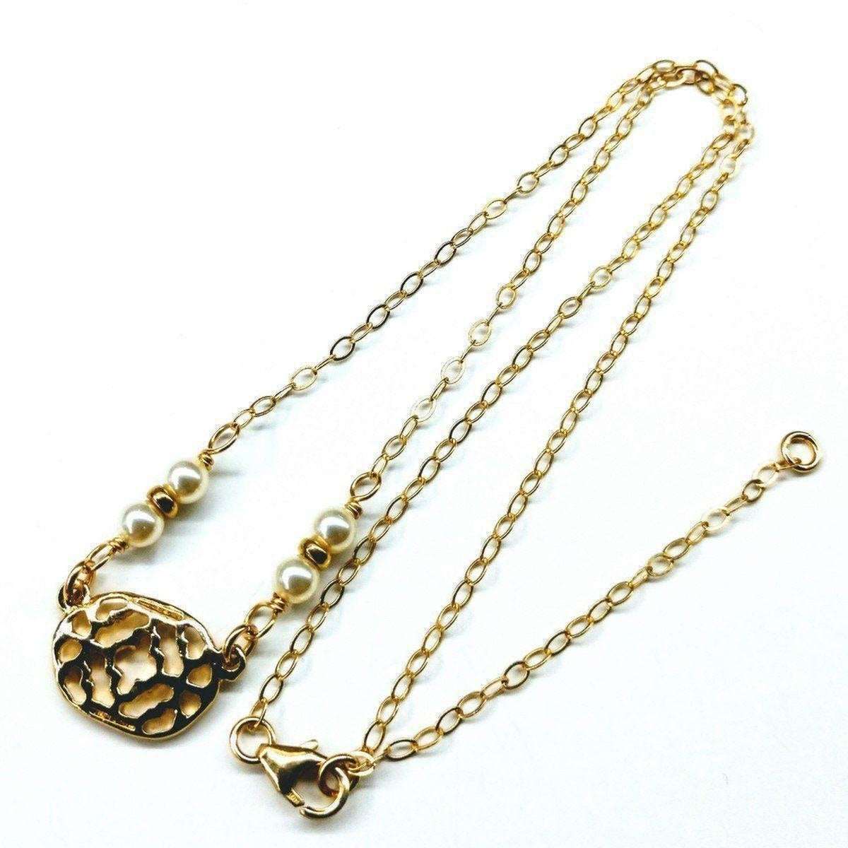 As Seen on Molly Ringwald Gold Filled Filigree Pearl Choker Necklace