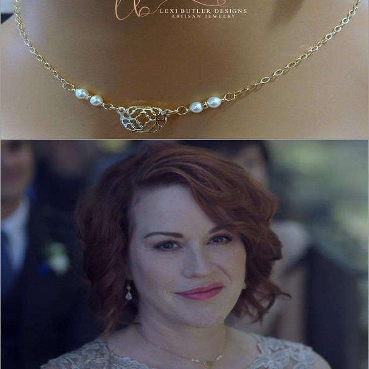 As Seen on Molly Ringwald Gold Filled Filigree Pearl Choker Necklace