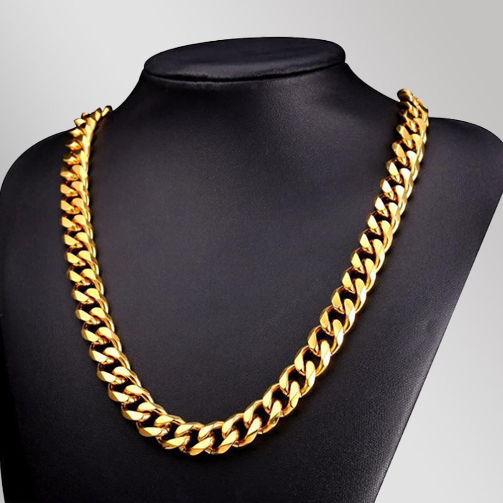 14K Yellow Gold on Solid Brass Cuban Classic Chain