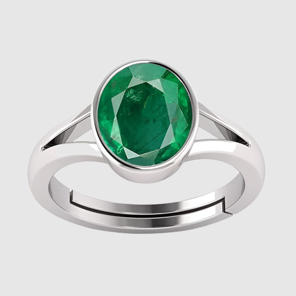 Gemstone Silver Adjustable Ring For Men And Women