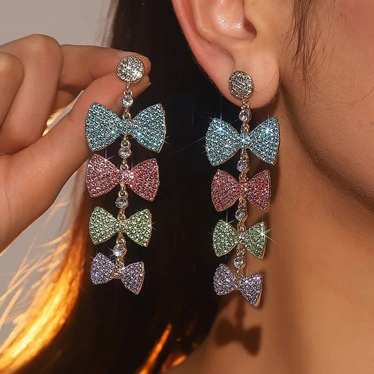 Bow Knot Rhinestone Earrings