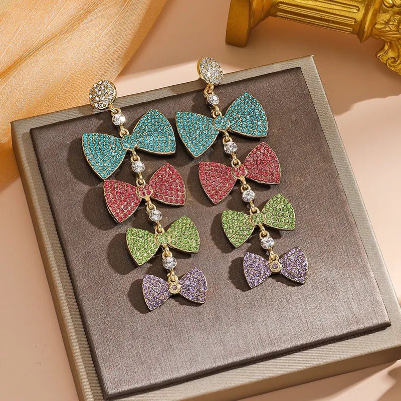 Bow Knot Rhinestone Earrings