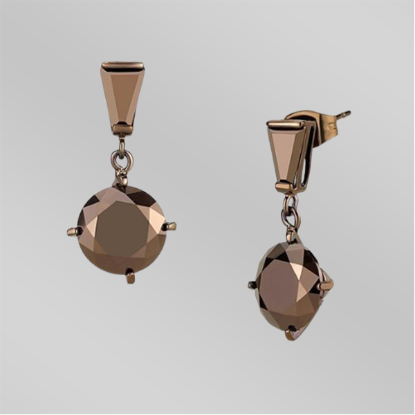 3W1133 - IP Coffee light Brass Earrings with AAA Grade CZ  in Light Co