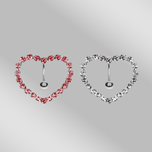 316L Surgical Steel Prong-Set Gemmed Heart Top Down Navel Ring