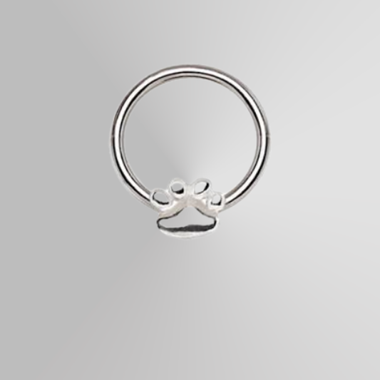 316L Stainless Steel Dog Puppy Paw Snap-in Captive Bead Ring / Septum