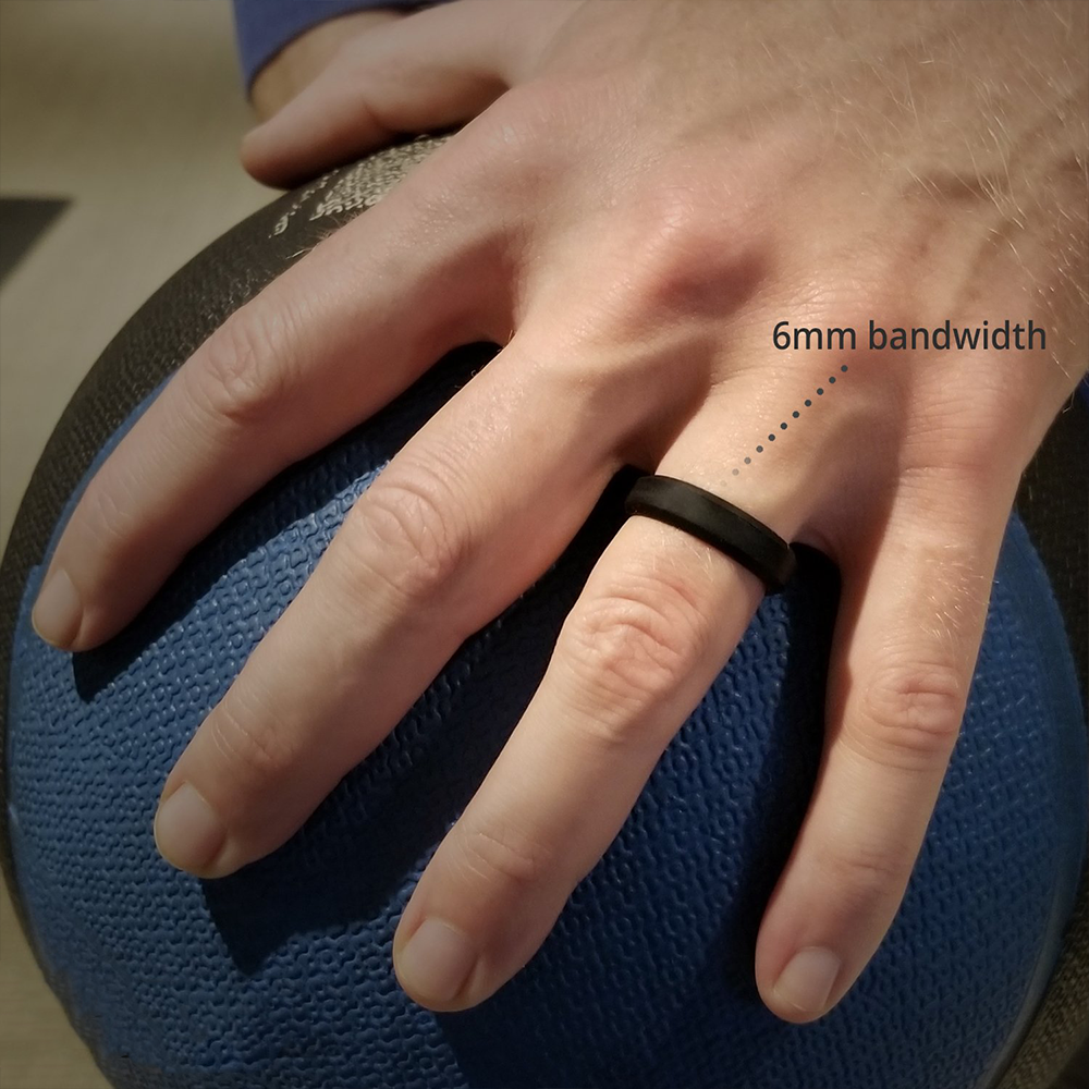 Black Bevel Edge Breathable Silicone Wedding Ring For Men and Women