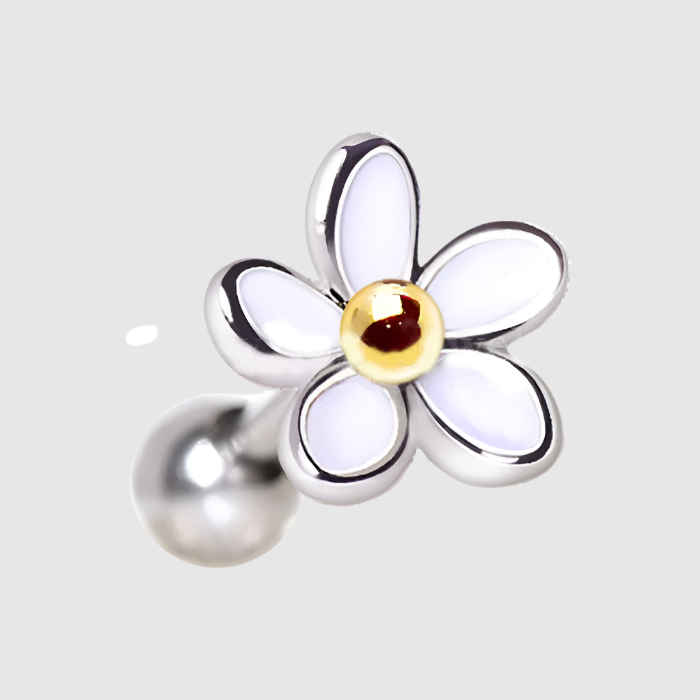 Surgical Steel Sweet White Daisy Flower Cartilage Earring