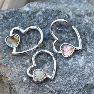 Abalone Shell Heart Annealed Cartilage Earring 316L Stainless Steel