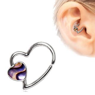 Abalone Shell Heart Annealed Cartilage Earring 316L Stainless Steel