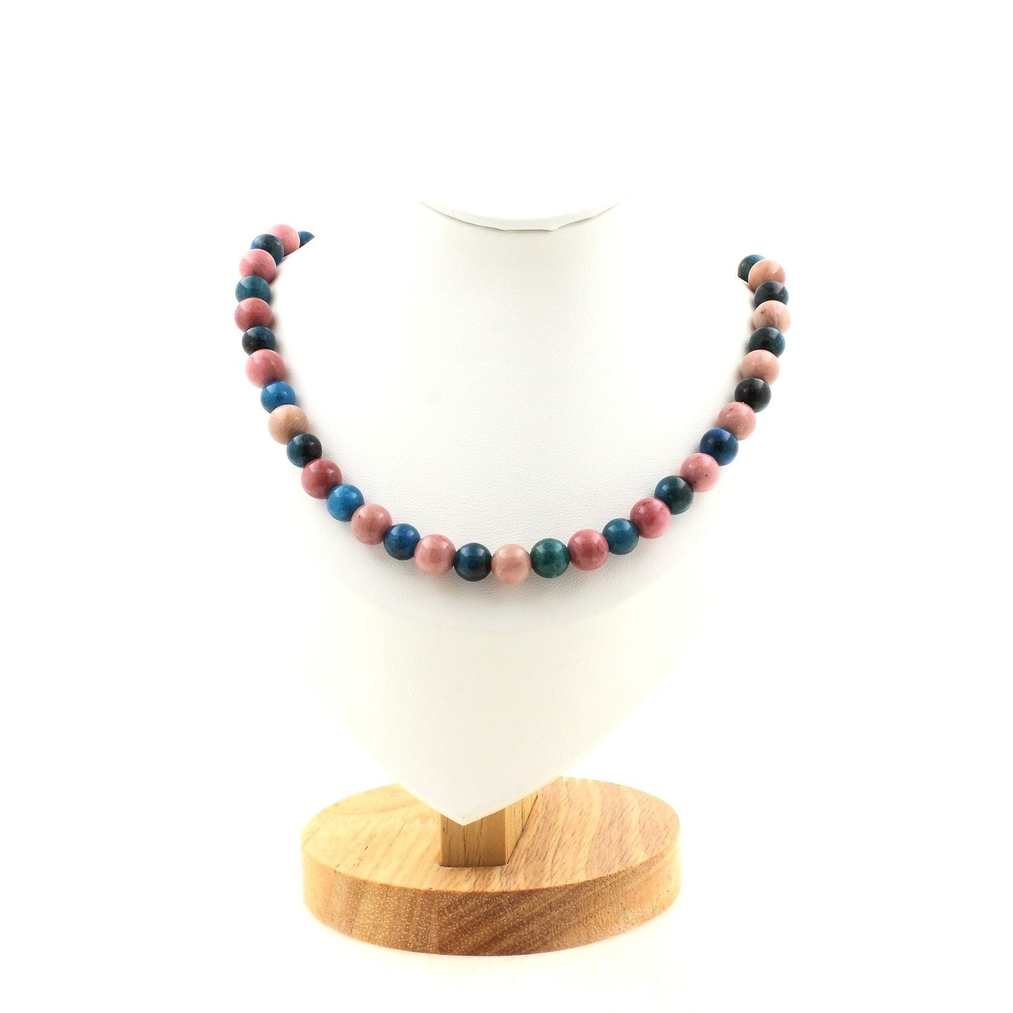 Rhodonite + Apatite 8 mm beads Necklace