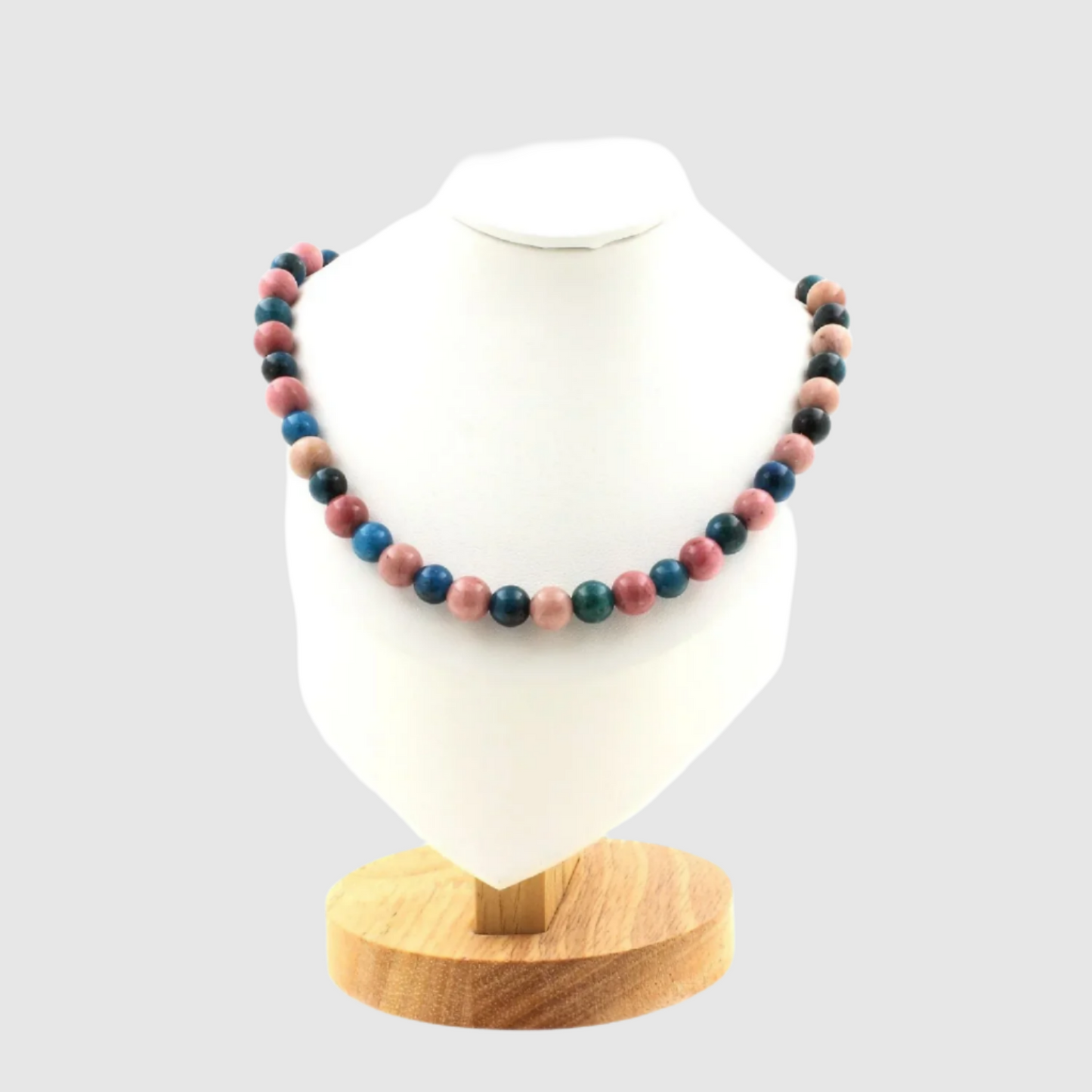 Rhodonite + Apatite 8 mm beads Necklace