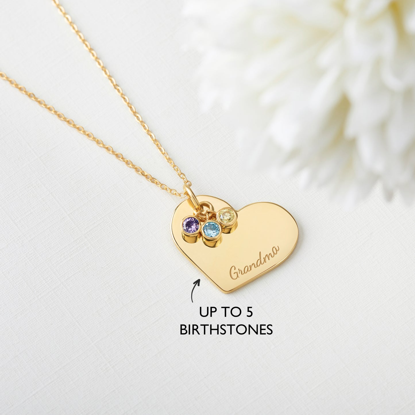 Family Birthstone Birthstone, Heart Necklace