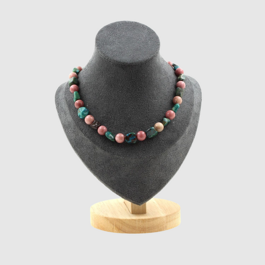 Chrysocolla Rhodonite 8 mm beads Necklace