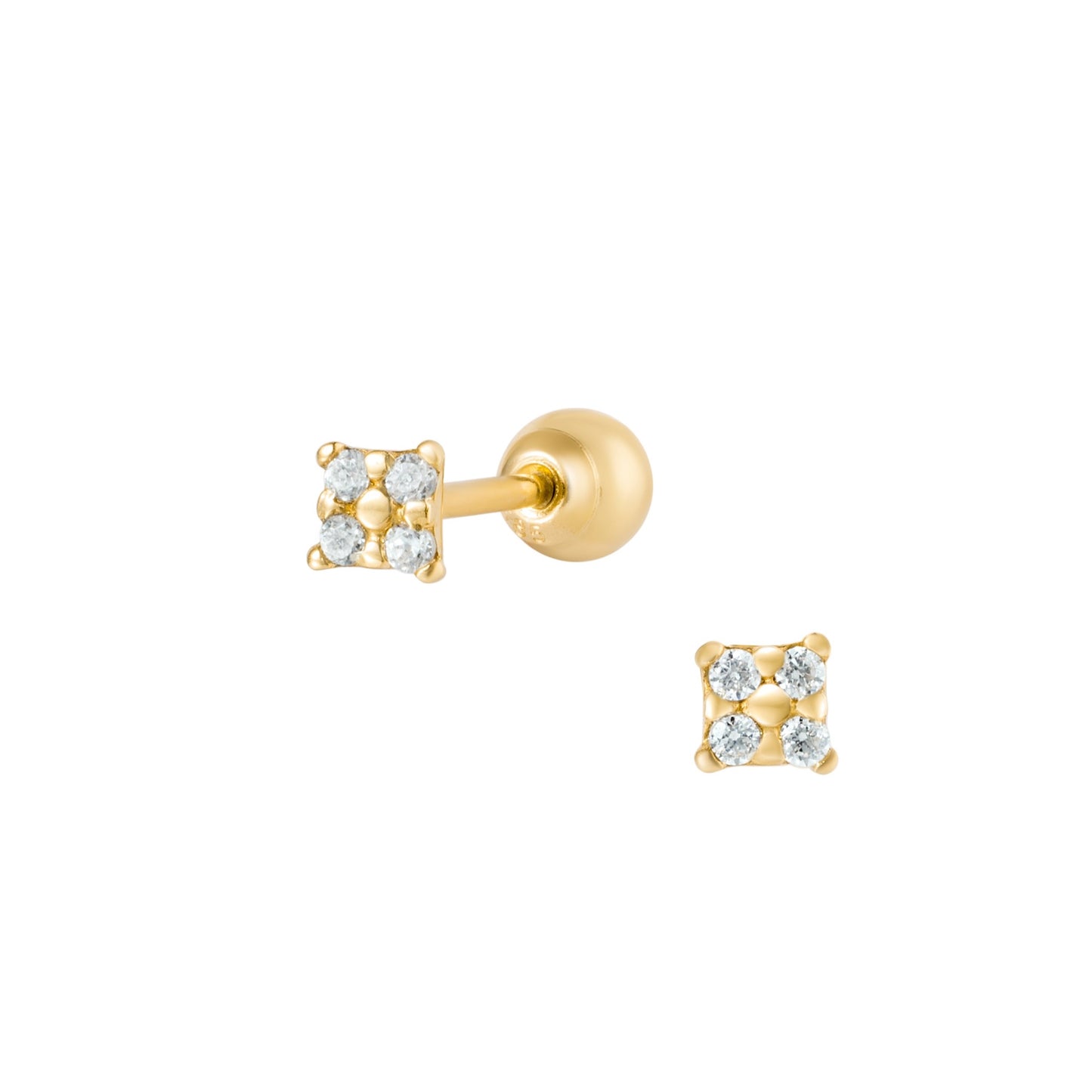 14K SOLID GOLD TINY SQUARE PIERCING