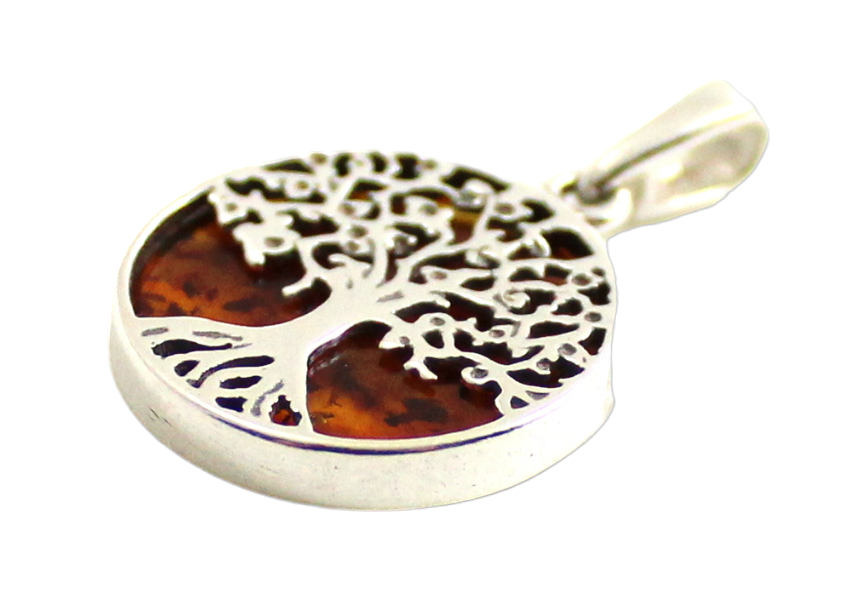 Baltic Amber Tree of Life Pendant with Silver