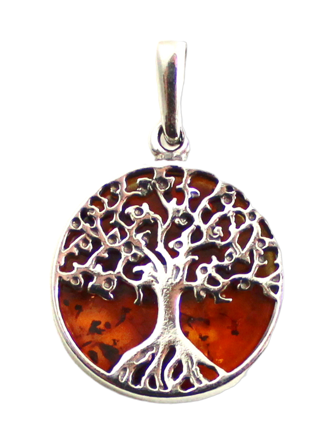 Baltic Amber Tree of Life Pendant with Silver