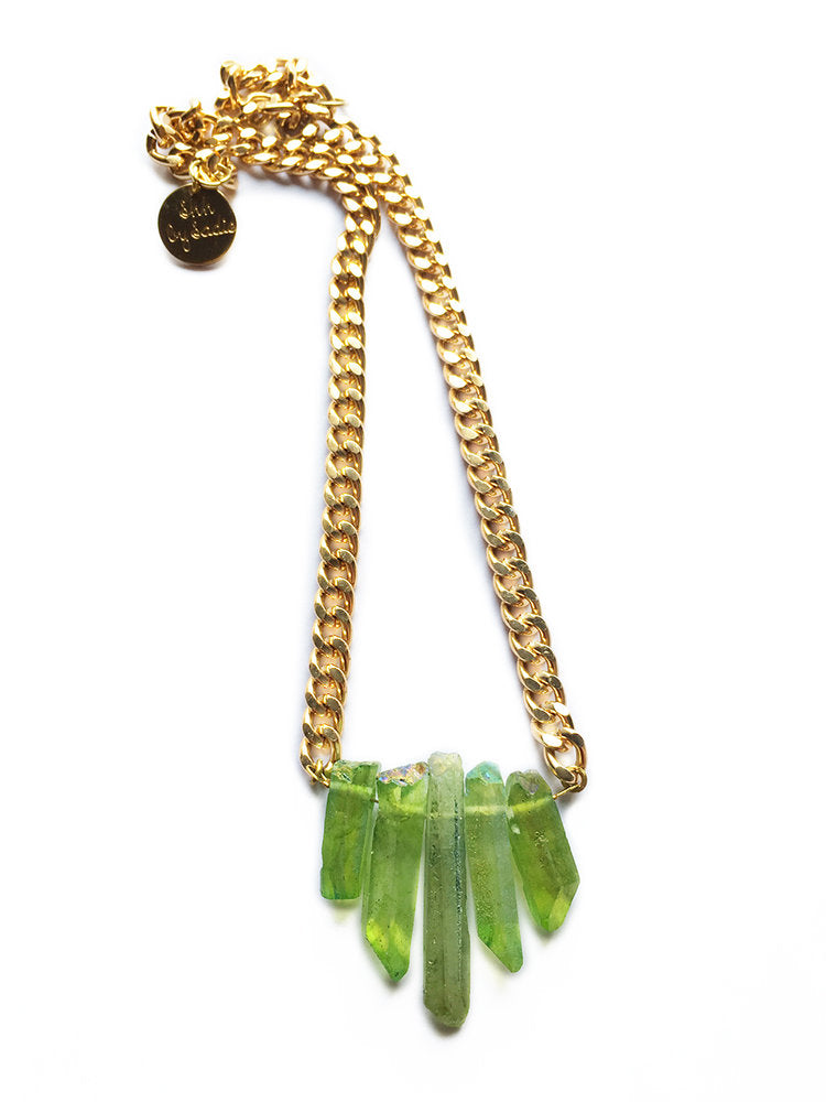 Rocked Up Mini Crystal Quartz Green Necklace