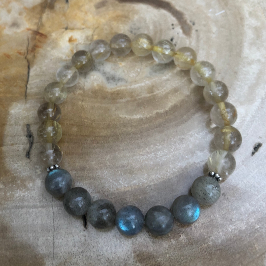 Citrine & Blue Flash Stretch Bracelet