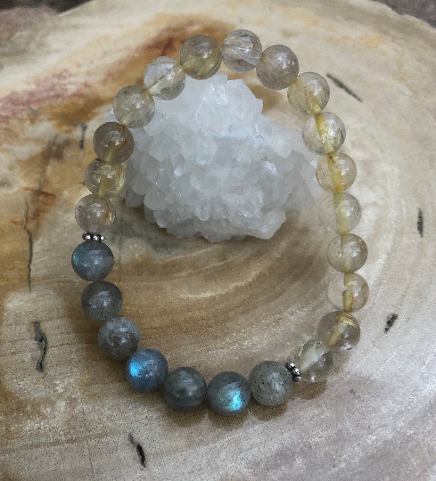 Citrine & Blue Flash Stretch Bracelet