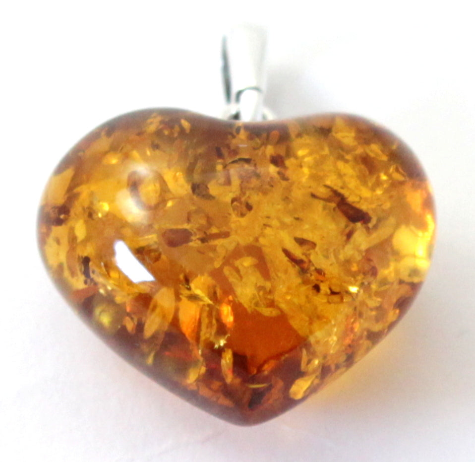 Amber Heart Pendant for Necklace With Sterling Sterling 925