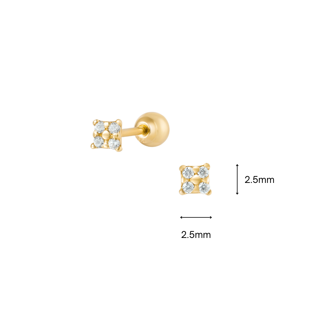 14K SOLID GOLD TINY SQUARE PIERCING