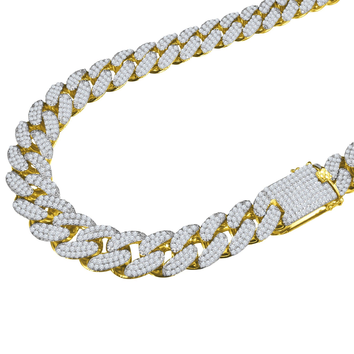 STALLION Gold 18MM CZ Cuban Chain Necklace