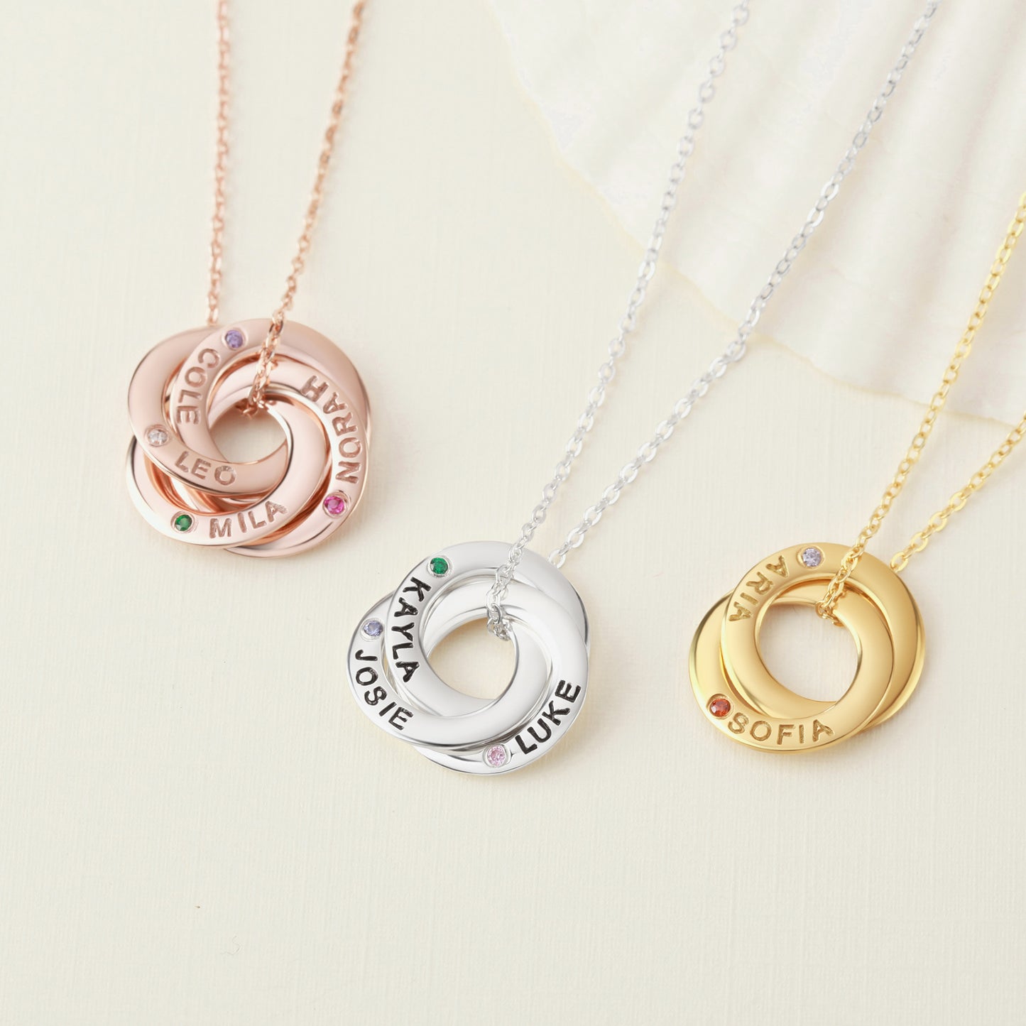 Mom Necklace With Kids Names Birthstones