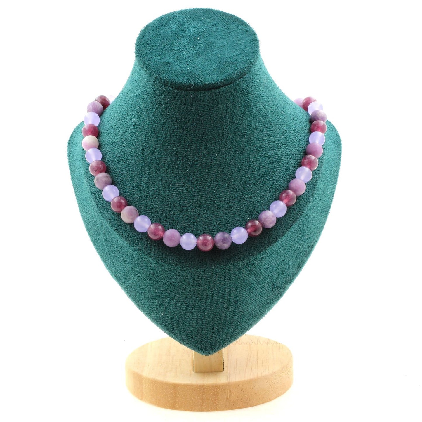 Lepidolite + Chalcedony + Mica 8 mm beads Necklace