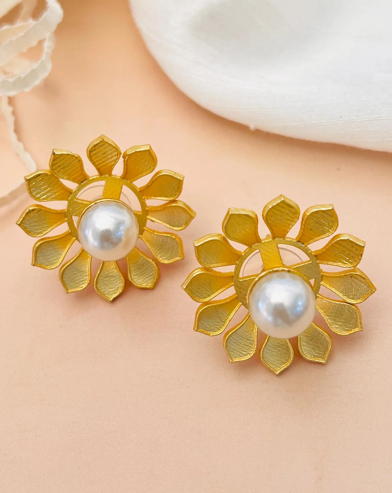 Sophisticated Gold Plated Pearl Earrings