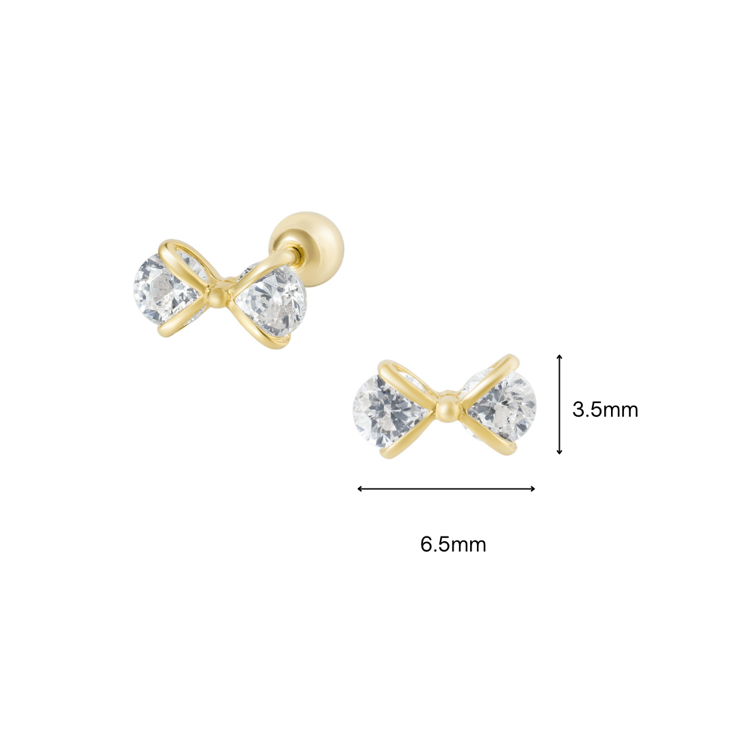 14K SOLID GOLD CUBIC BOW TIE PIERCING