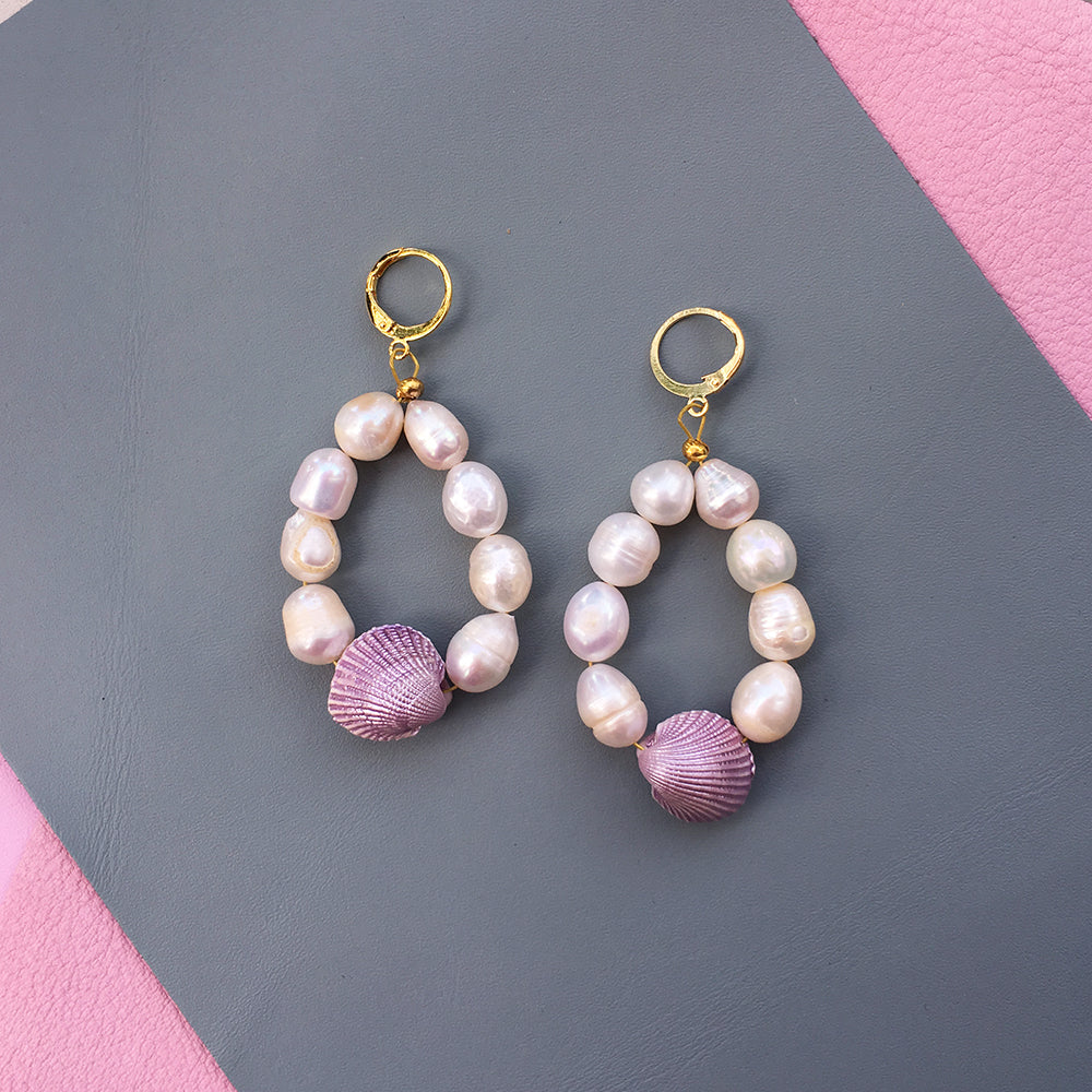 Candy Shell Pearl Earrings